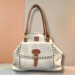 Dooney & Bourke Bone & Brown Florentine Pebbled Leather Shoulder Bag | Dust Bag